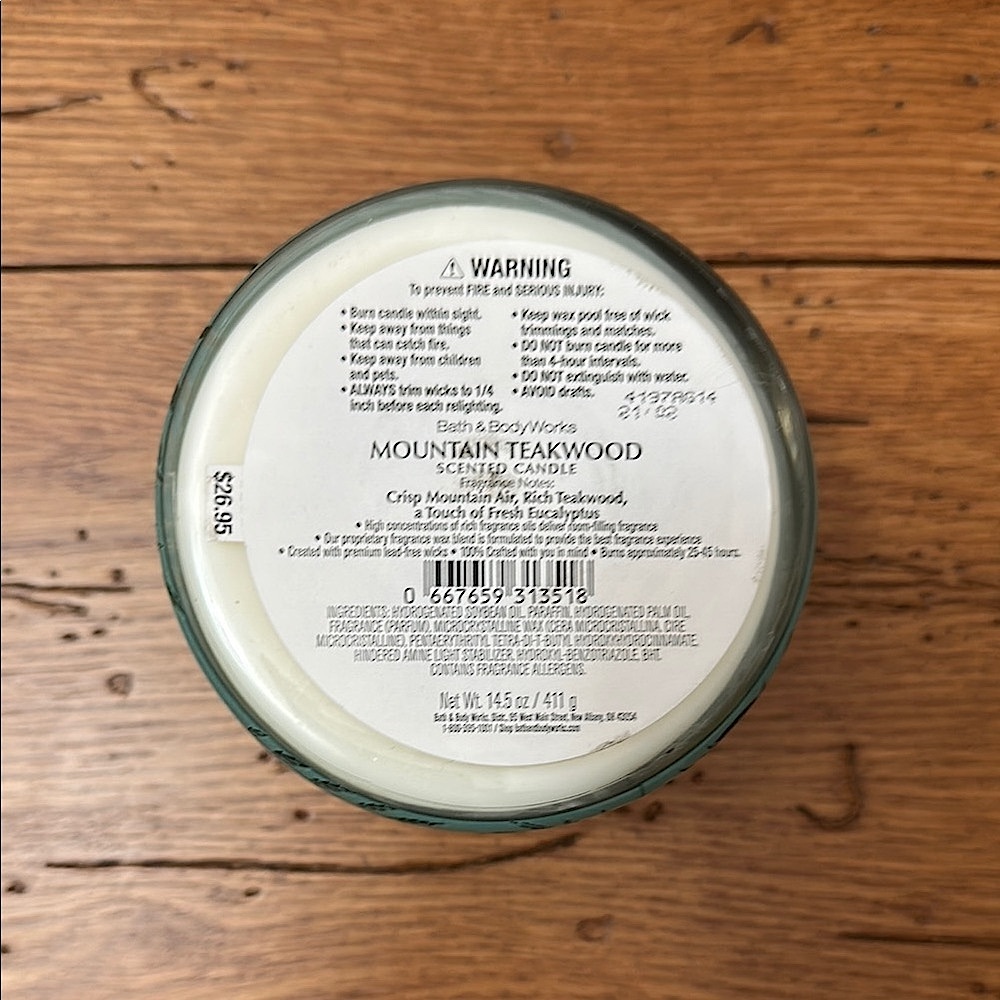 Bath & Body Works Mountain Teakwood 3-wick Candle Jar - Picture 5 of 6